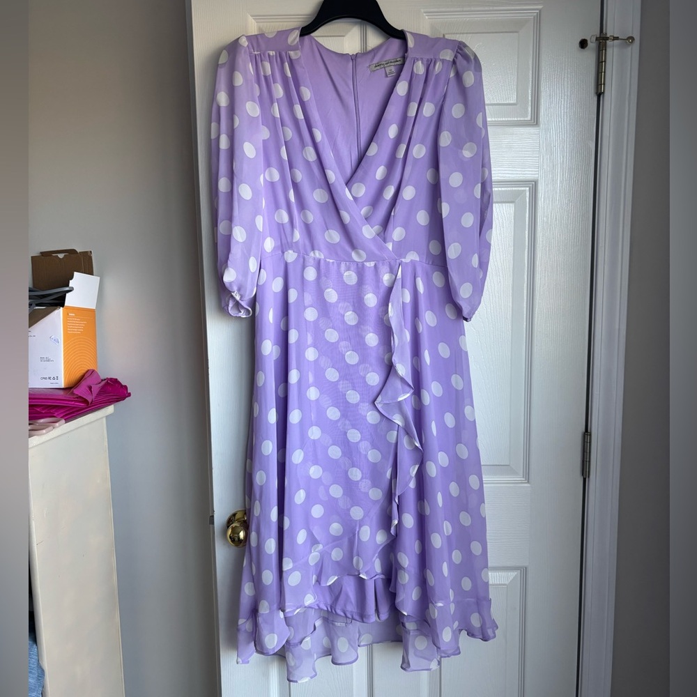 Danny & Nicole Lavender Polka Dot Maxi Dress